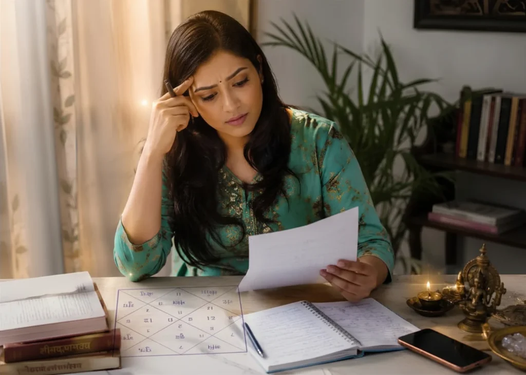 A worried Indian woman- Shatabhisha Astrology